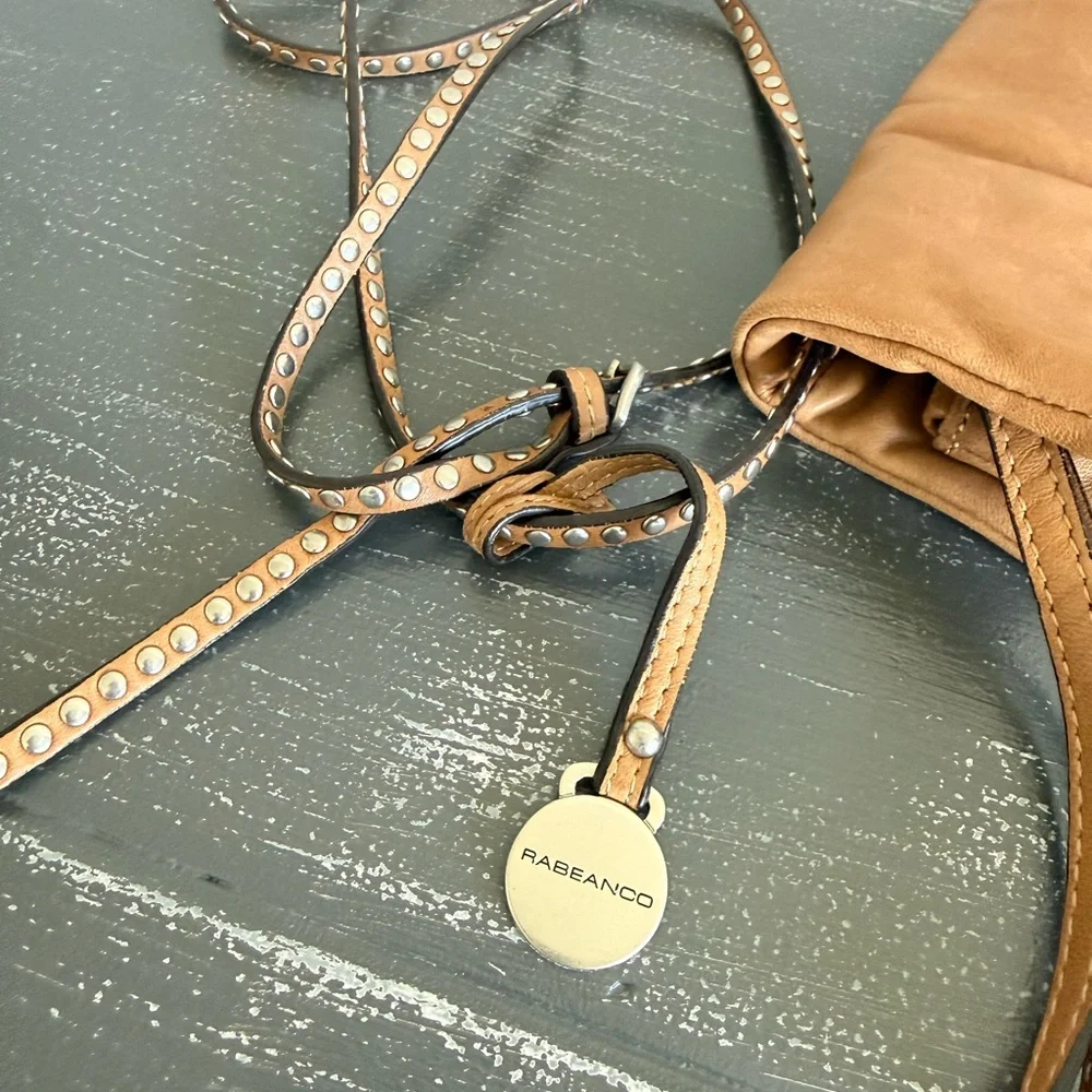 Women's Tan Color Leather Crossbody Bag - Picture 4 of 10